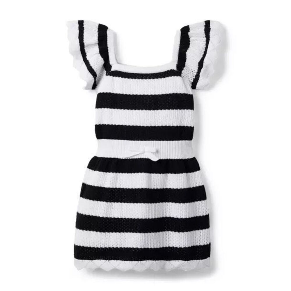 Janie And Jack Black & White Striped Sweater Dress Size 6 Girls